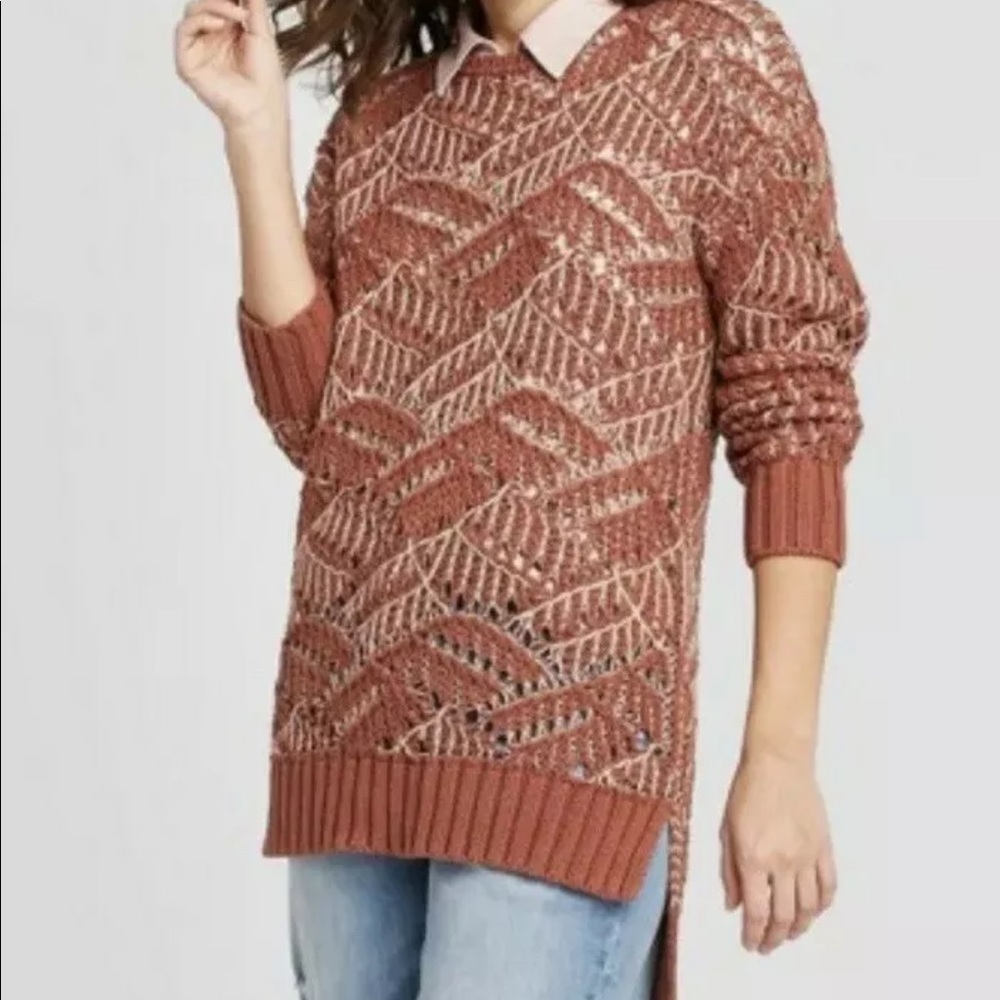 Women’s Open Stitch Crewneck Tunic Sweater -